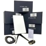 Starlinks satellite Internet kit V2 with rectangular dish router and pipe adapter